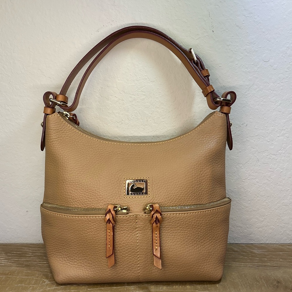 Dooney & Bourke Tan Leather Dillen Adjustable Shoulder Strap Bag